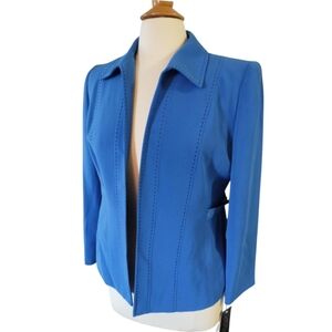 Kasper Women's Open Front Business Casual Long Sleeve Blazer Royal Blue 8P NWT